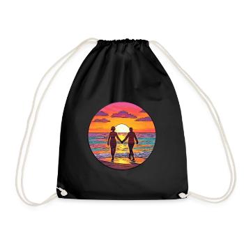 Ocean of Love - Drawstring Bag - black - Front