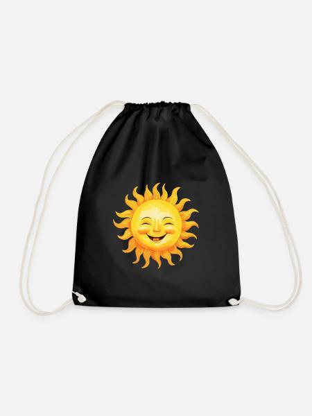 Sonne Lächelnd - Freudiger Sonnenschein - Turnbeutel - Schwarz