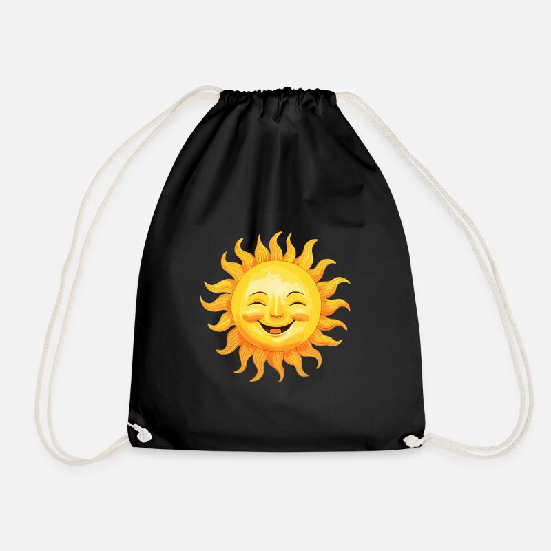 Sonne Lächelnd - Freudiger Sonnenschein - Turnbeutel - Schwarz