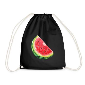 Wassermelonenscheibe Durst Löschen - Turnbeutel - Schwarz - Vorne