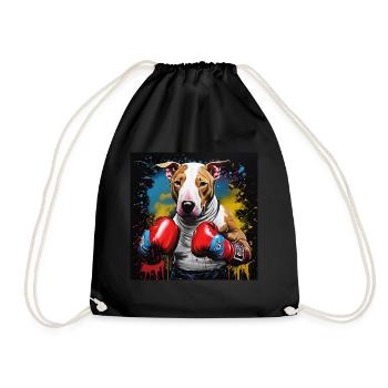 Portrait de boxe Bull Terrier anglais - Sac de sport léger - noir - Devant