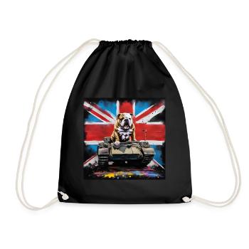 Britische Armee Bulldogge Union Jack - Turnbeutel - Schwarz - Vorne