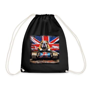 British Bulldog on a Vintage Tank Union Jack - Drawstring Bag - black - Front