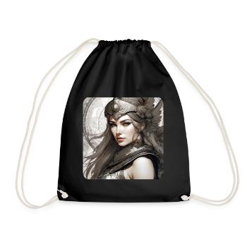 Fantasy Anime Girl Wikinger Germanen Mittelalter - Turnbeutel - Schwarz - Vorne