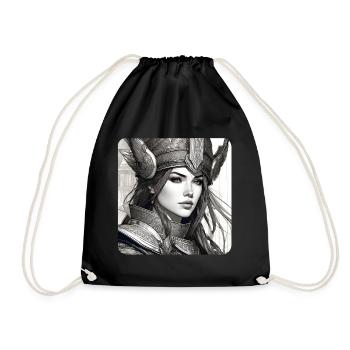 Fantasy Anime Girl Wikinger Germanen Mittelalter - Turnbeutel - Schwarz - Vorne