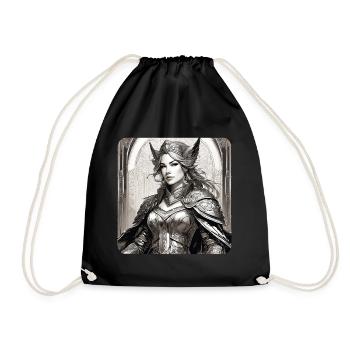 Fantasy Anime Fille Viking Germanique Trigues Moyen Âge - Sac de sport léger - noir - Devant