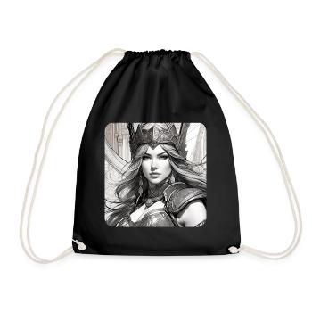 Fantasy Anime Girl Wikinger Germanen Mittelalter - Turnbeutel - Schwarz - Vorne
