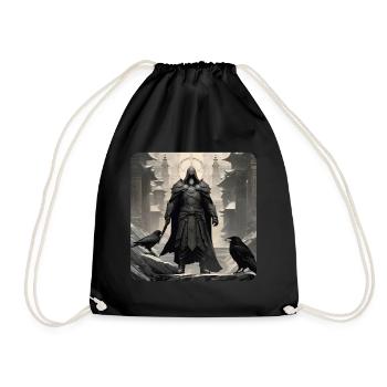 Proud dark knight with ravens - Drawstring Bag - black - Front