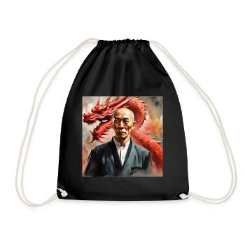 Yip Man Wing Chun Großmeister Porträt - Turnbeutel - Schwarz - Vorne