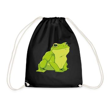 Glücklicher grüner Frosch - Turnbeutel - Schwarz - Vorne