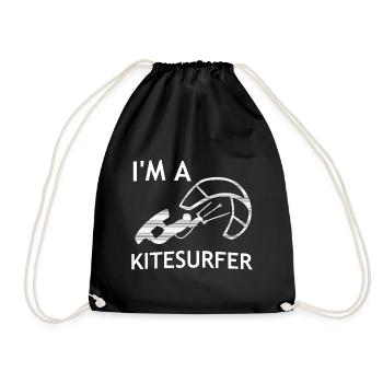 Ich bin ein Kitesurfer - Turnbeutel - Schwarz - Vorne