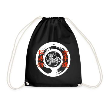 Shotokan Karate Tiger und Kanji Shirt - Turnbeutel - Schwarz - Vorne