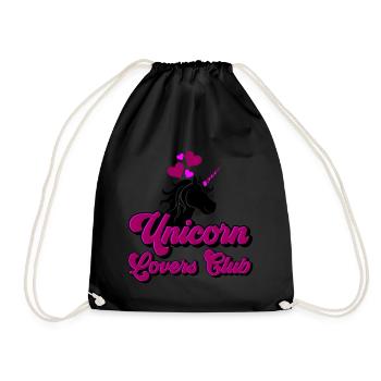 Farben änderbar | Einhorn Lovers Club - Turnbeutel - Schwarz - Vorne