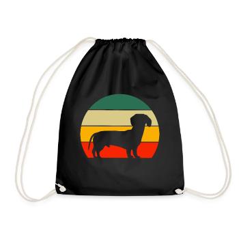 Haustierbesitzer Hunde Geschenk Retro Dackel - Turnbeutel - Schwarz - Vorne