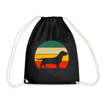 Chiens de compagnie Cadeau Chien Ami Rétro Teckel - Sac de sport léger - noir - Devant