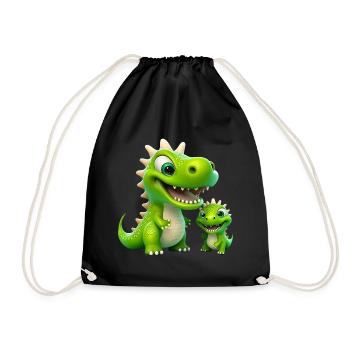 Dinosaurier Baby Tyrannosaurus zwei Dino T-Rex - Turnbeutel - Schwarz - Vorne