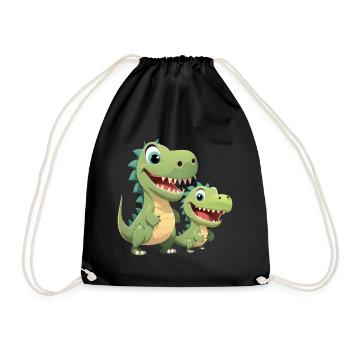 Dinosaur Baby Tyrannosaurus Two Dino T-Rex - Drawstring Bag - black - Front