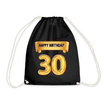 Happy Birthday zum 30. Geburtstag - Turnbeutel - Schwarz - Vorne