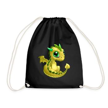 Baby Drache Gelb | Niedlicher gelber Baby Drache - Turnbeutel - Schwarz - Vorne