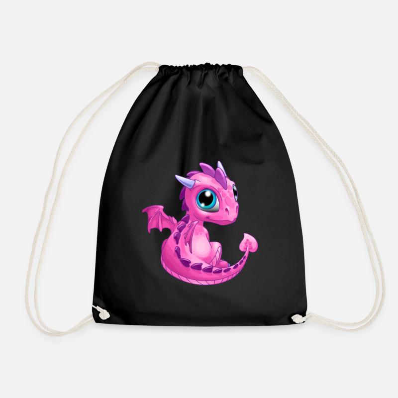 Bébé Dragon Rose | Mignon bébé dragon rose - Sac de sport léger - noir