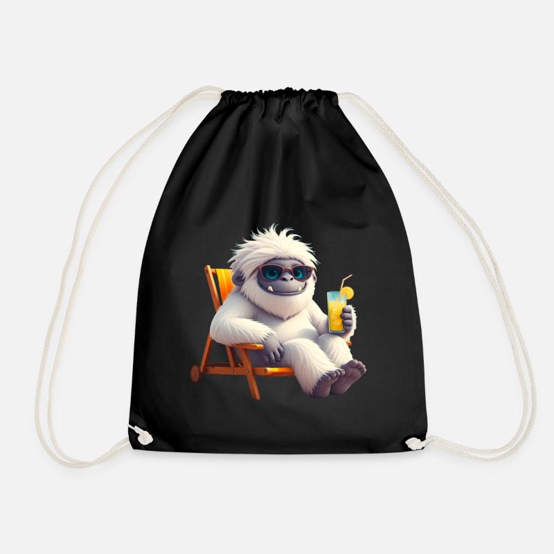 Yeti Monster in Sun Chair - Drawstring Bag - black
