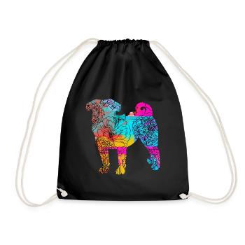 Idée cadeau Fleurs de chien carlin - Sac de sport léger - noir - Devant