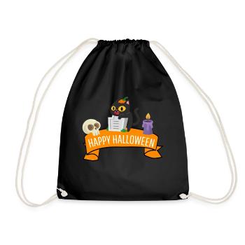 Pet Cats Costume Gift Happy Halloween - Drawstring Bag - black - Front