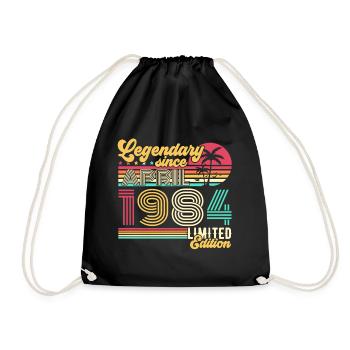 April 1984 Legendary Vintage Birthday Gift - Drawstring Bag - black - Front