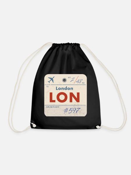 London LON Vintage Airline Tag - Turnbeutel - Schwarz