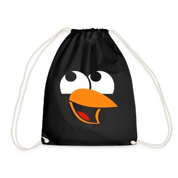 Pinguin Gesicht lustig - Turnbeutel - Schwarz - Vorne