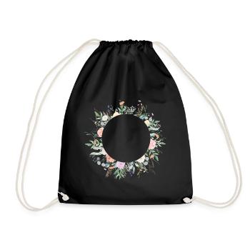 Spring Floral Circle customizable - Drawstring Bag - black - Front