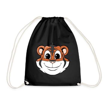 Cute Cartoon Tiger - Drawstring Bag - black - Front