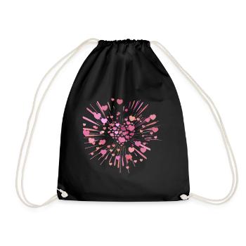 supernova2 rosa herzen - Turnbeutel - Schwarz - Vorne