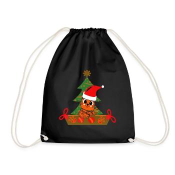 Funny Christmas Cat - Drawstring Bag - black - Front