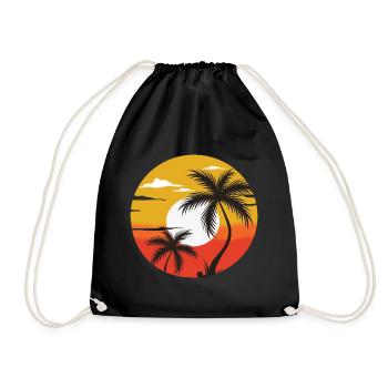 Sonnenuntergang , Sonnenaufgang, Strang Retro - Turnbeutel - Schwarz - Vorne