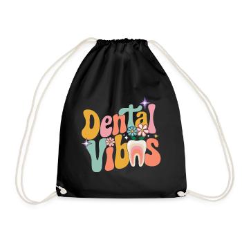 Groovy Retro Dental Woman Dentist - Drawstring Bag - black - Front