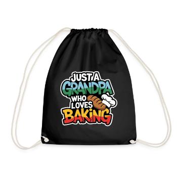 Grandpa is a baker, our grandpa likes to bake - Drawstring Bag - black - Front