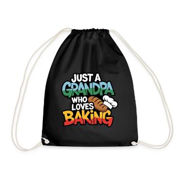 Grandpa is a baker, our grandpa likes to bake - Drawstring Bag - black - Front
