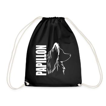 PAPILLON Profil Hunde Hund Wilsigns - Turnbeutel - Schwarz - Vorne