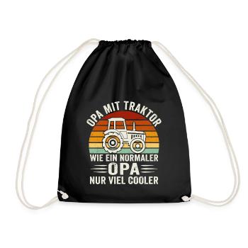 opa mit traktor geschenk für großvater bauer - Turnbeutel - Schwarz - Vorne