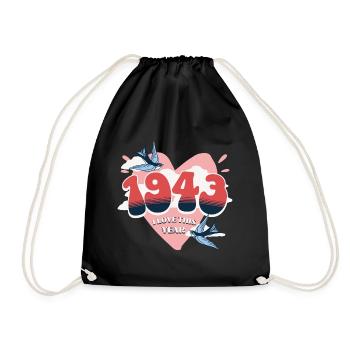 Geburtstag 80 Jahre verehrt Geburtsjahr 1943 - Turnbeutel - Schwarz - Vorne