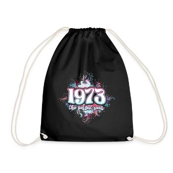 Birthday Party Woman 1973 50 Years Anniversary - Drawstring Bag - black - Front