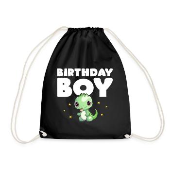 Birthday Boy Dinosaur Party Child - Drawstring Bag - black - Front