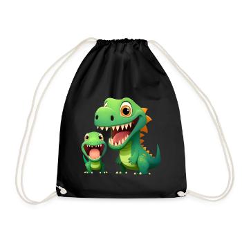 Dinosaur Baby Tyrannosaurus Two Dino T-Rex - Drawstring Bag - black - Front