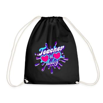 Last day school holidays summer teacher - Drawstring Bag - black - Front