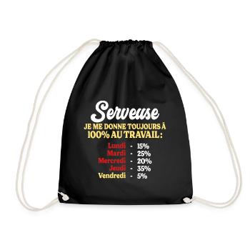 100% Au Travail Citation Drôle Serveuse - Sac de sport léger - noir - Devant