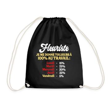 100% Au Travail Citation Drôle Fleuriste - Sac de sport léger - noir - Devant