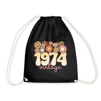 Vintage Frau Jahr 1974 50 Jahre Jubiläum - Turnbeutel - Schwarz - Vorne