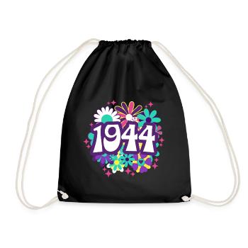 Retro Groovy Jahr 1944 Frau 80 Jahre Jubiläum - Turnbeutel - Schwarz - Vorne