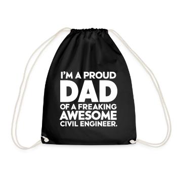 Father Funny Civil Engineer Dad - Drawstring Bag - black - Front